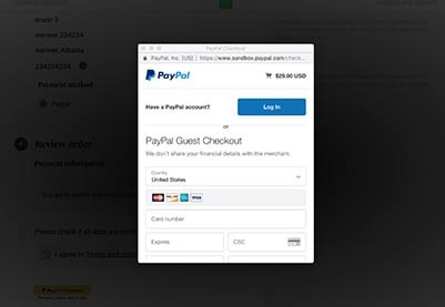 PayPal hosted checkout