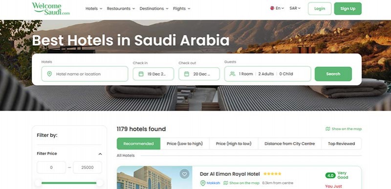 Welcome Saudi home page