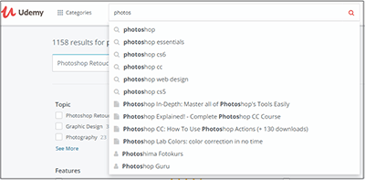 udemy keywords search