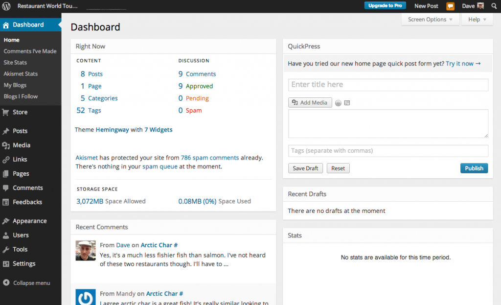 WordPress Dashboard